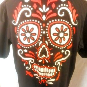 Poly/cotton short sleeve Dias de la Muertos shirt